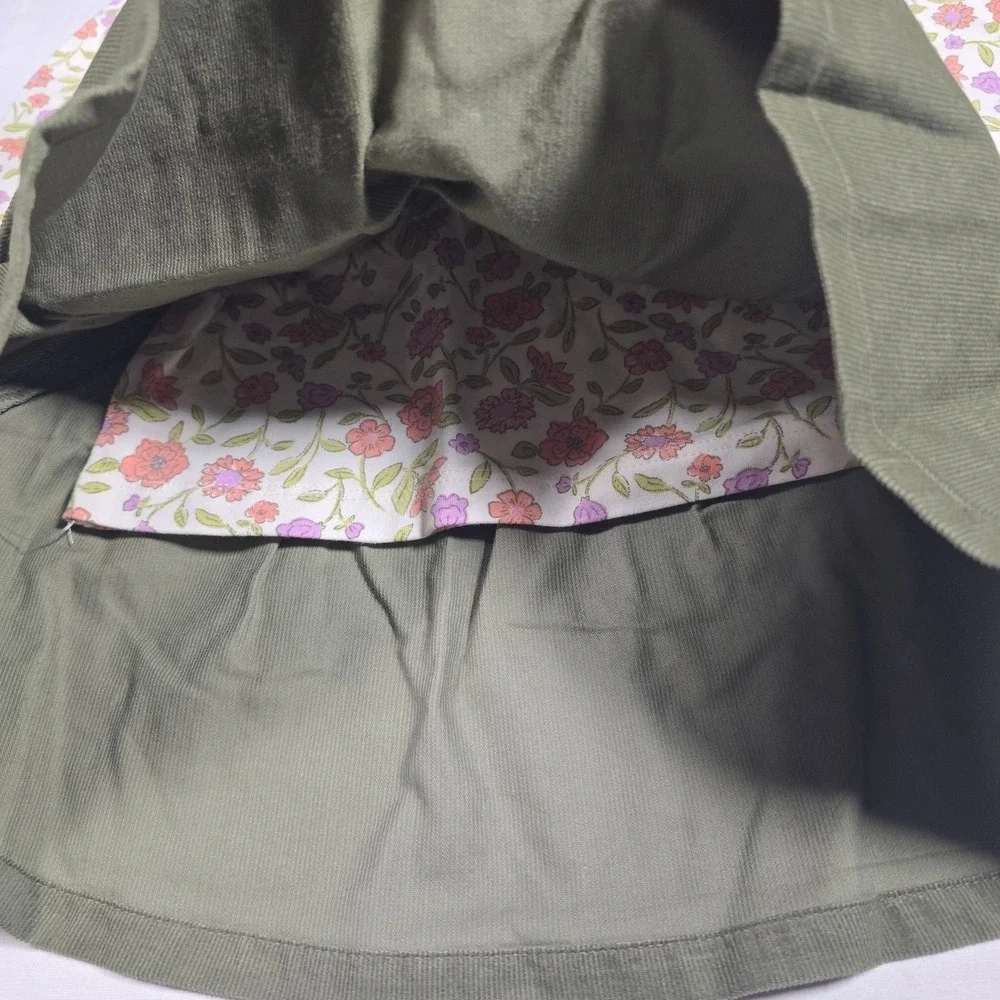 Carters Girls 3T 2pc Floral Top and Olive Green Corduroy‎ Jumper Set